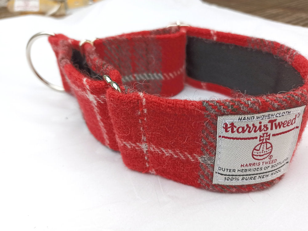 Martingale Greyhound Collar - Red Grey Check