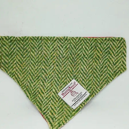 Green Herringbone Tweed pet bandana