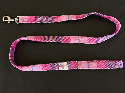 Pink & Purple Check Tweed Dog Lead