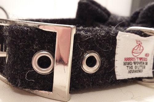 Black Tweed Dog Collar