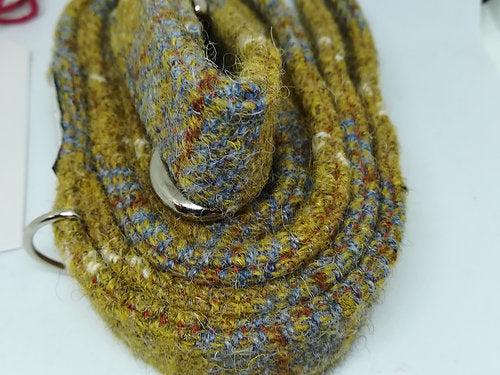 Mustard and Blue Check Tweed Dog Lead