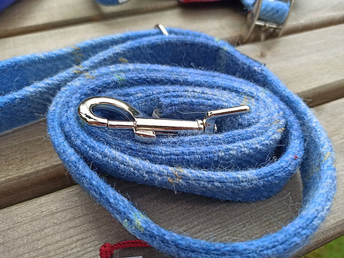 Light Blue Check Tweed Dog Lead