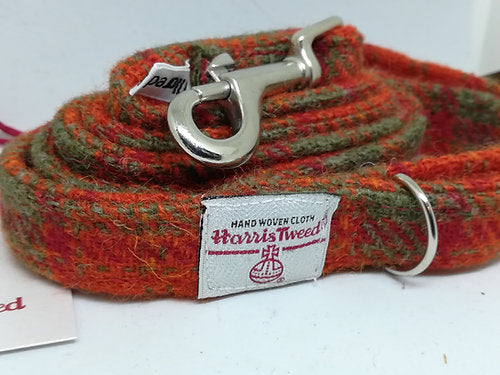 Burnt Orange, Red and Green Tweed Dog Lead