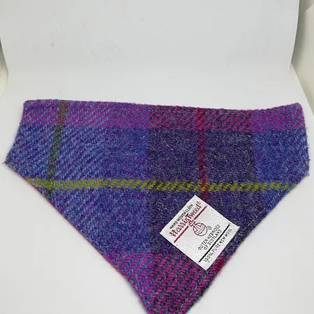 Pink and Blue Check Tweed Pet Bandana