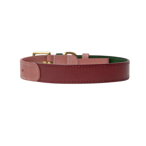 Walter Pink Italian Leather Dog Collar
