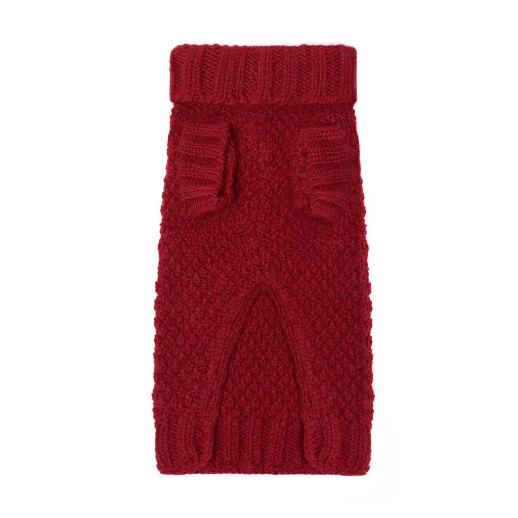 Allen Bobble Red Hand Knitted Designer Wool Dog Jumper