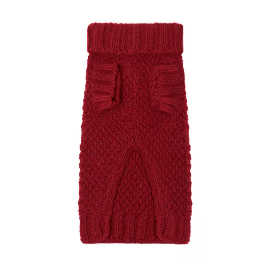Allen Bobble Red Hand Knitted Designer Wool Dog Jumper