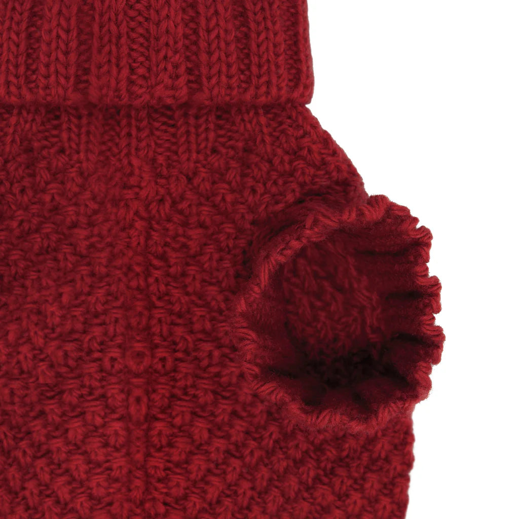 Allen Bobble Red Hand Knitted Designer Wool Dog Jumper