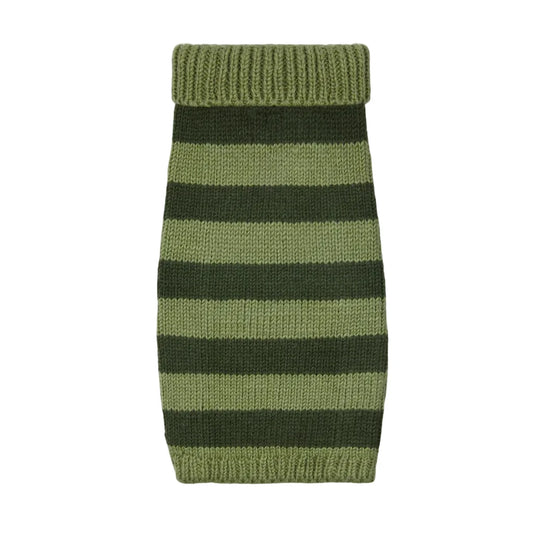 Smithy Sage & Mint Green Stripe Polo Neck Dog Sweater