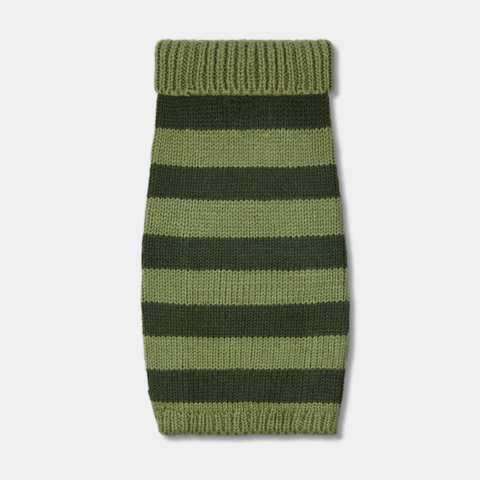 Smithy Sage & Mint Green Stripe Polo Neck Dog Sweater