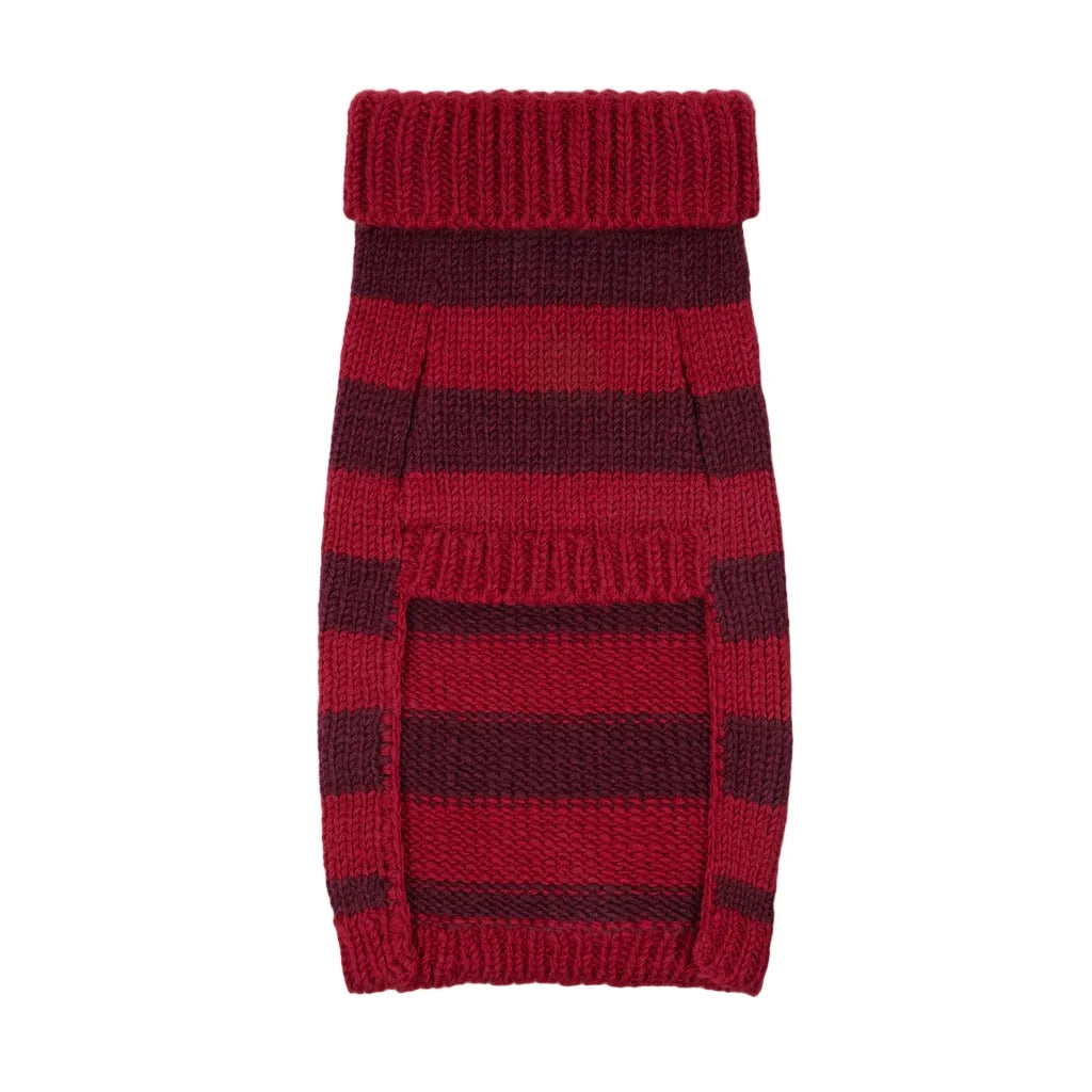 Red and black striped dog sweater