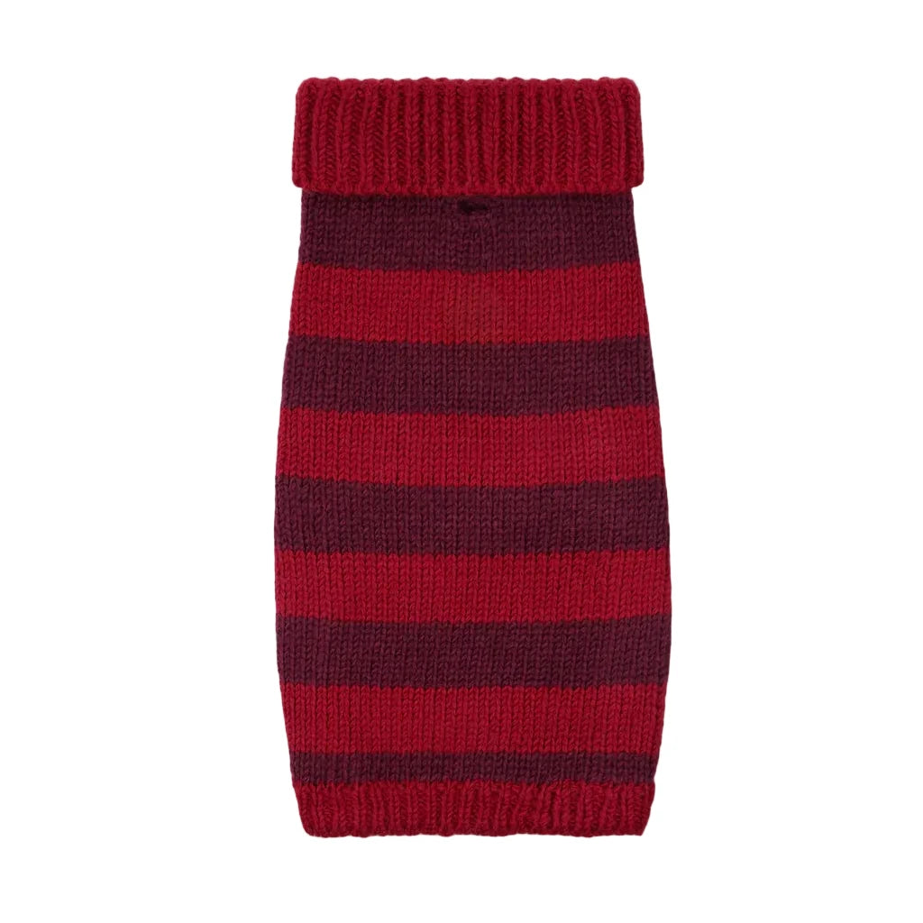 Smithy Crimson & Plum Red Stripe Luxury Polo Neck Dog Sweater