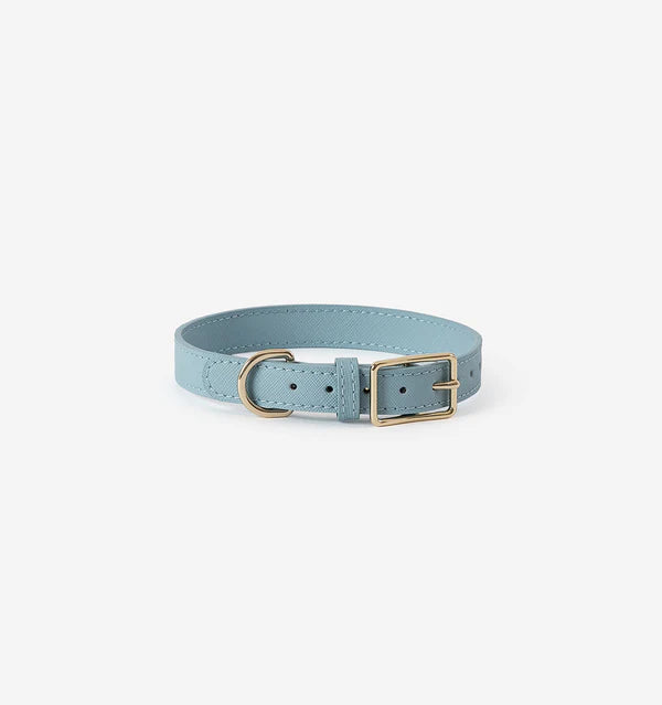 Pale Blue Leather Collar