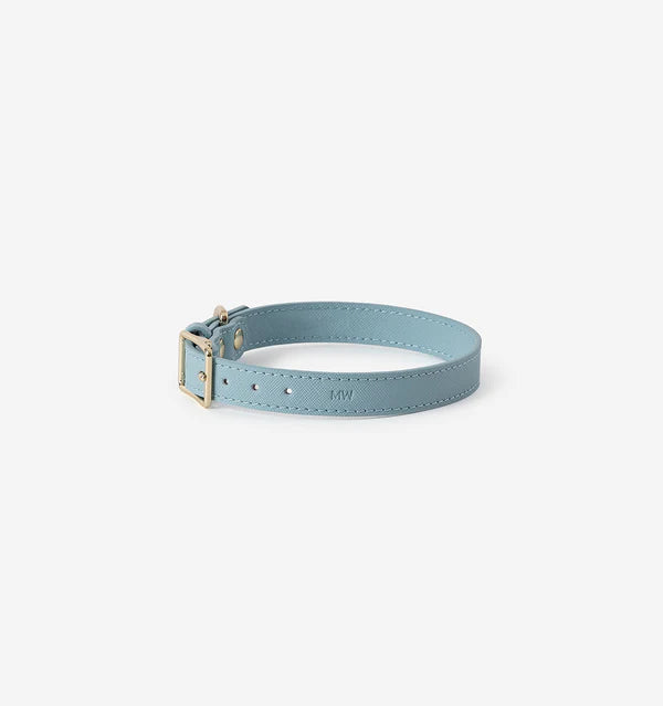 Pale Blue Leather Collar