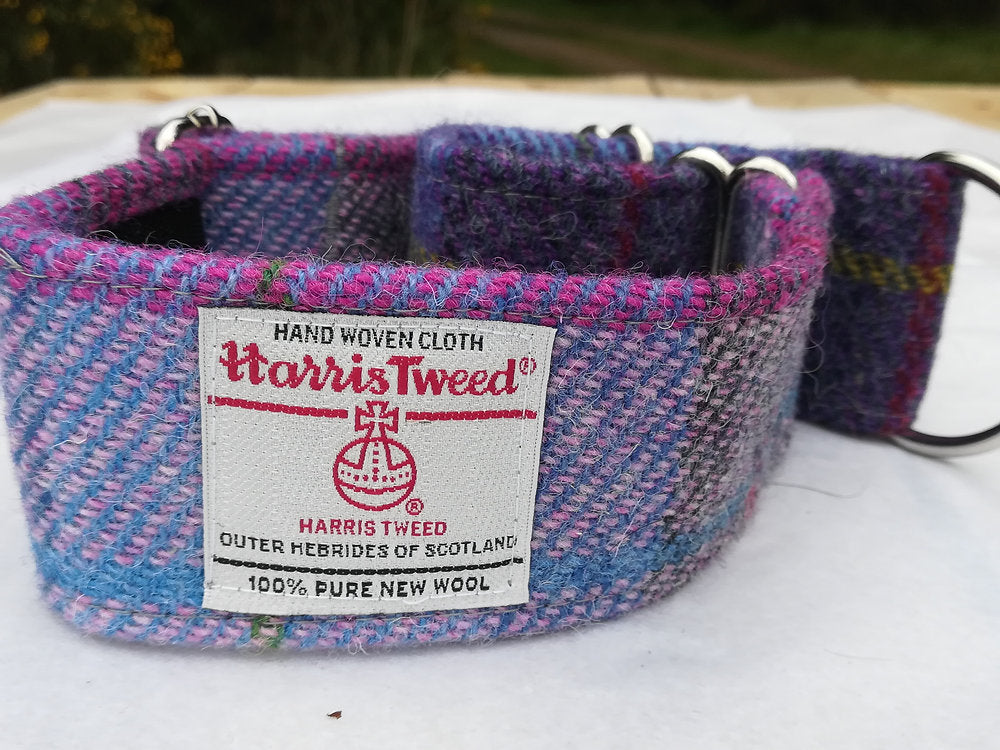 Martingale Greyhound Collar - Pink and Blue Check