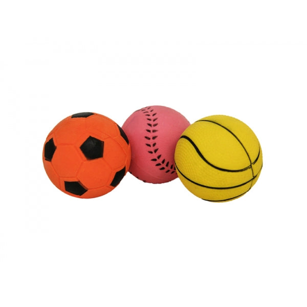 Rubber Sports Balls 3pk Dog Toy